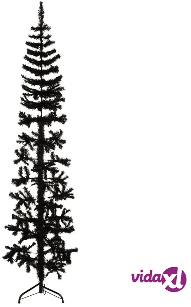 vidaXL Albero Natale Artificiale Sottile a Metà e Supporto Nero 240 cm