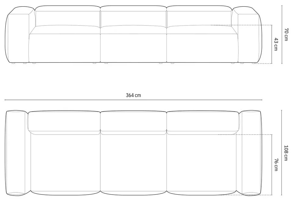 Divano verde 364 cm Bergamo – Cosmopolitan Design
