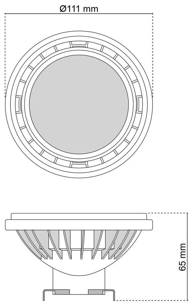 Lampada LED G53 15W angolo 120° 12V AC/DC Colore Bianco Caldo 3.000K