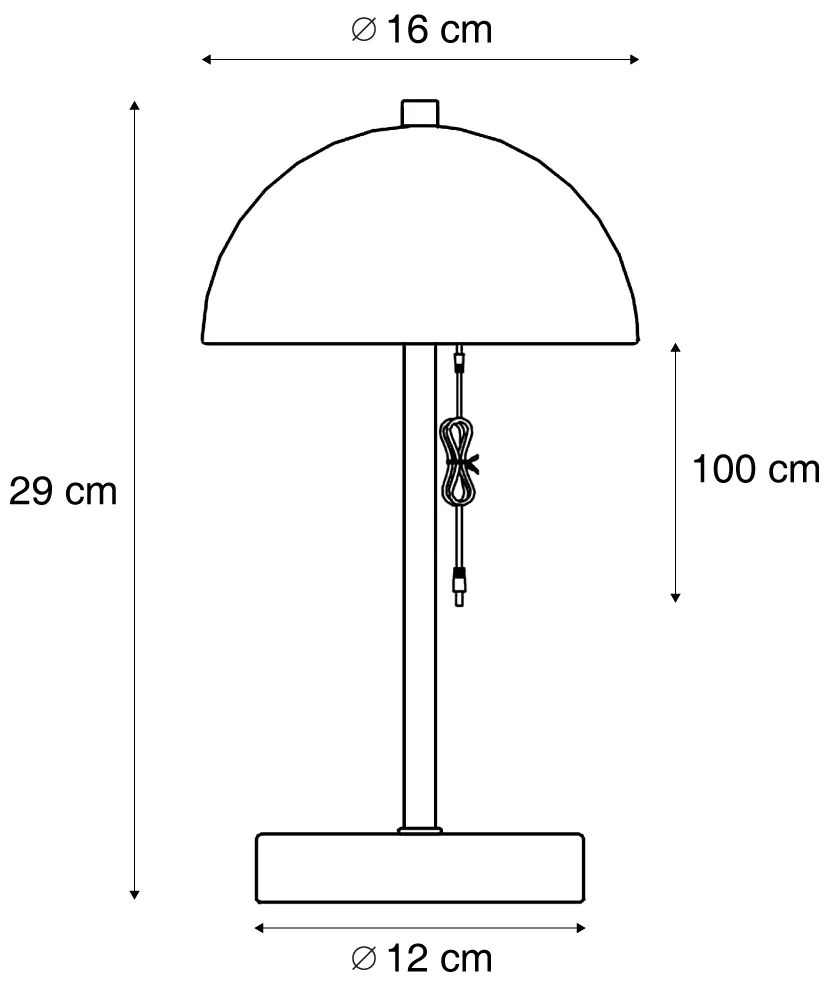 Lampada da tavolo da esterno verde scuro con LED dimmerabile a 3 livelli IP44 ricaricabile - Keira