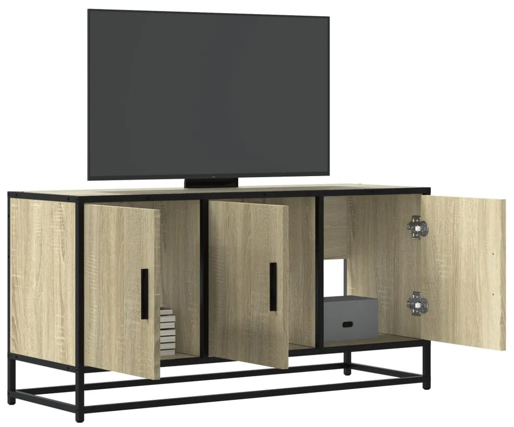 Mobile Tv Rovere Sonoma 100x35x50 Cm Legno Multistrato Metallo /