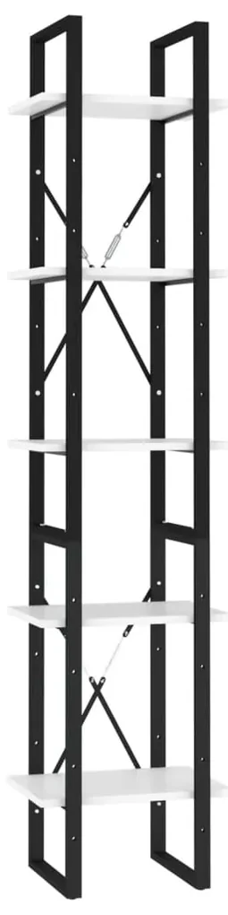 Libreria a 5 ripiani bianca 40x30x175 cm in legno multistrato