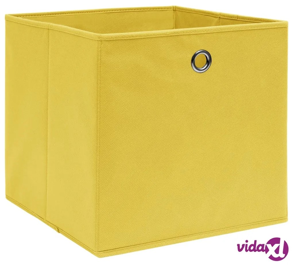 vidaXL Scatole Portaoggetti 4pz Gialle 32x32x32 cm Tessuto