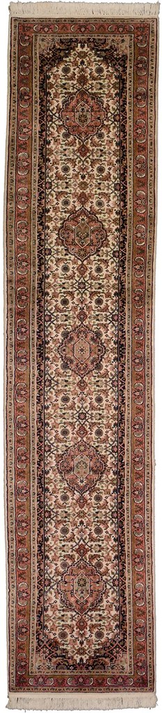 Bidjar Tappeto 360x80 Beige (Indian) Annodato A Mano