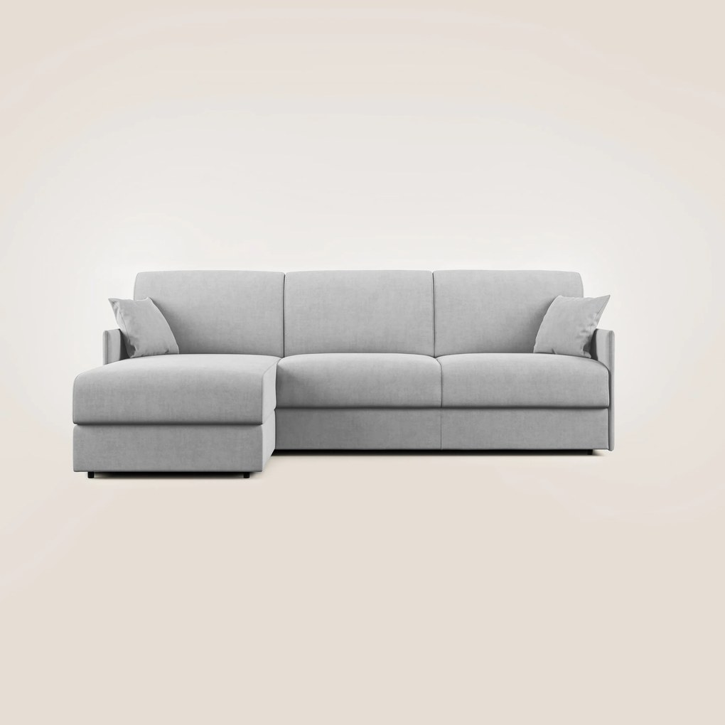 Evans Divano letto angolare con penisola in morbido tessuto impermeabile T02 grigio_chiaro 232 cm Sinistro (mat. 120x197)