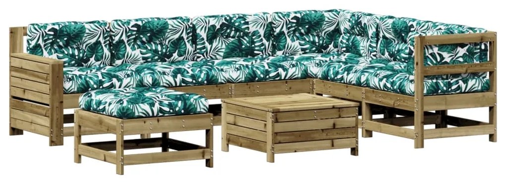 Set divani da giardino 8pz con cuscini legno impregnato di pino