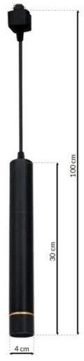 Lampadario LED su filo per sistema a binario TRACK PENDANT LED/3W/230V nero