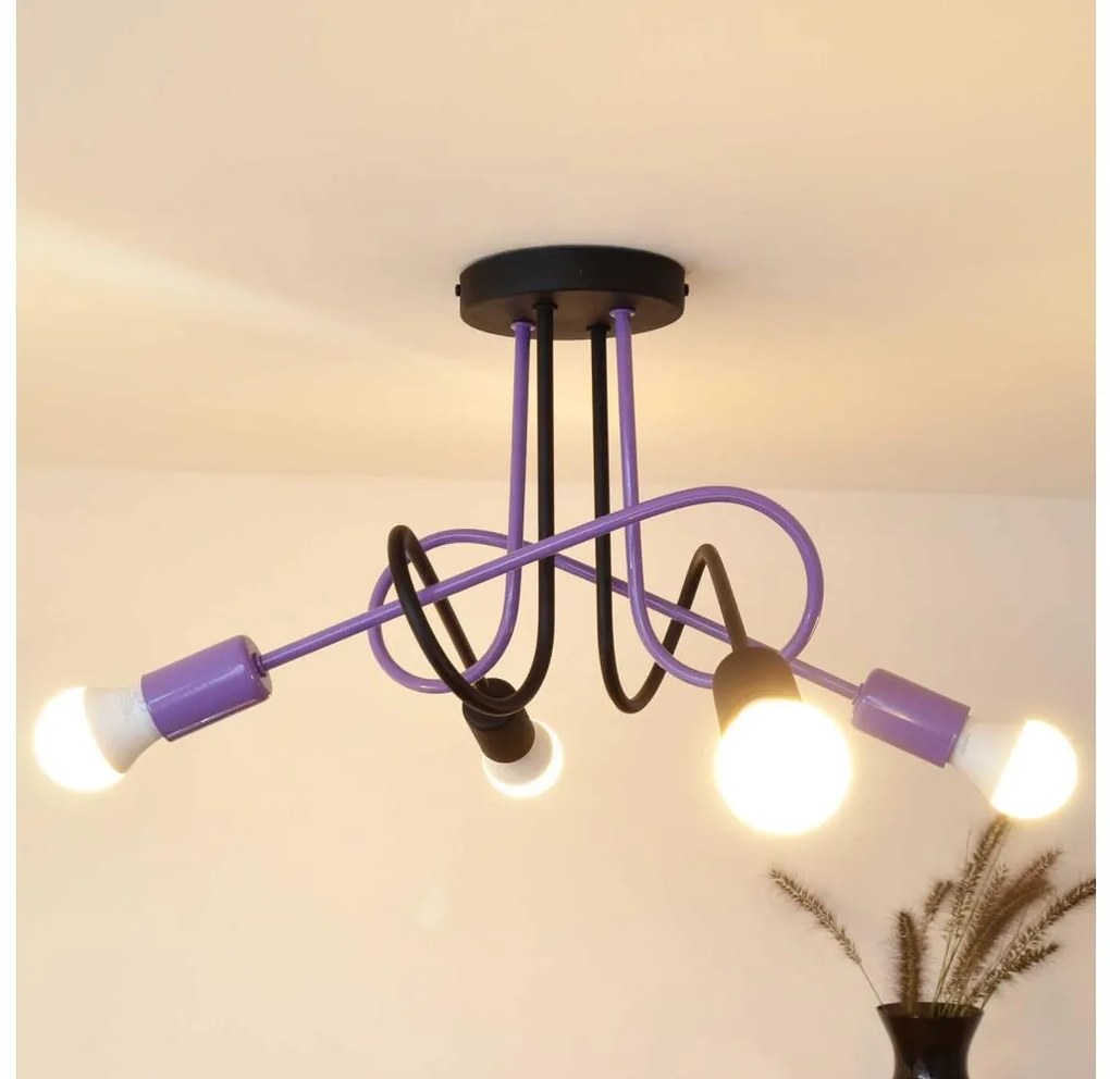 Lampadario a plafone OXFORD 4xE27/15W/230V nero/viola