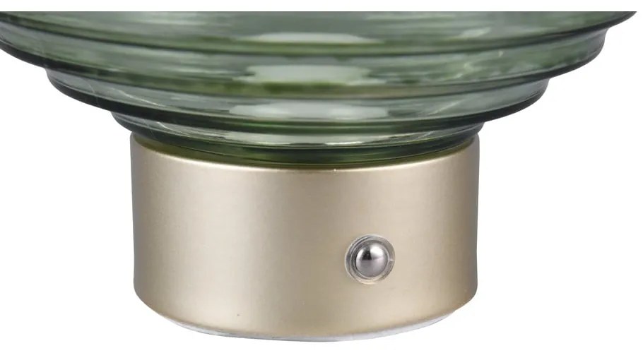 Lampada da tavolo LED dimmerabile in verde e oro con paralume in vetro (altezza 14,5 cm) Earl - Trio