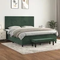 Giroletto a Molle con Materasso Verde Scuro 160x200 cm Velluto 3137734