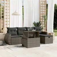 Set Divano da Giardino 6 pz con Cuscini Grigio in Polyrattan 3275130