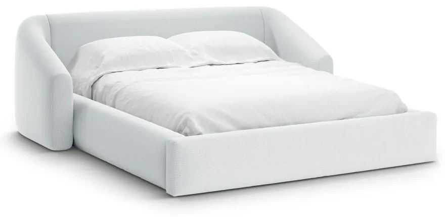 Letto matrimoniale imbottito grigio chiaro con contenitore con rete inclusa 180x200 cm Campi – Cosmopolitan Design