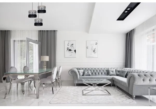 Lampadario a sospensione con filo CORAL 3xE27/60W/230V nero/grigio/cromo diametro 45 cm