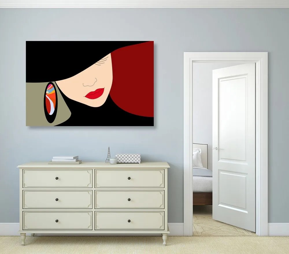 Quadro su tela – Signora elegante con cappello