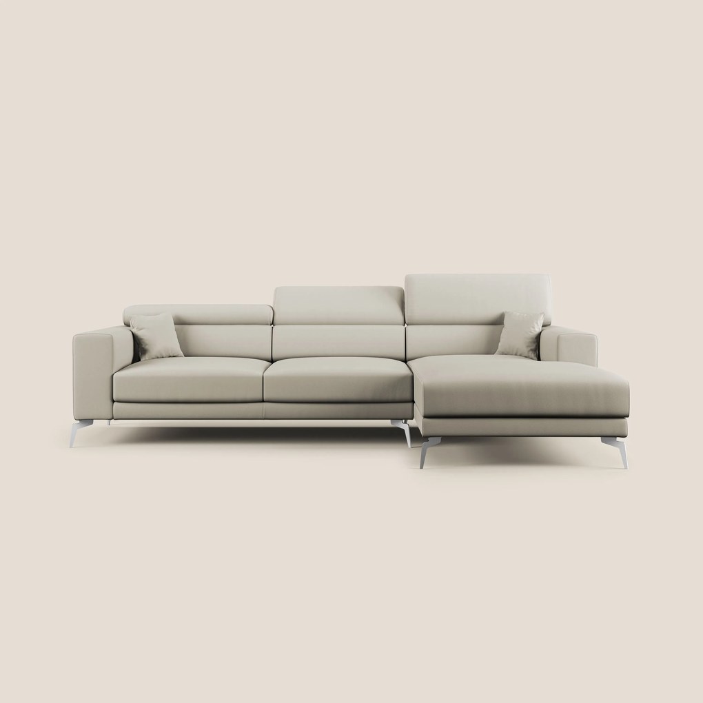 Blade Divano moderno angolare con poggiatesta reclinabili in Ecopelle T04 tortora