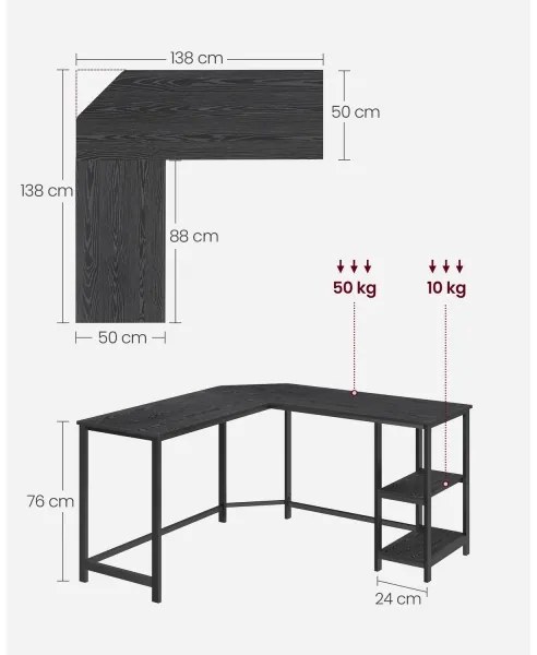 Scrivania angolare SOLEA nera