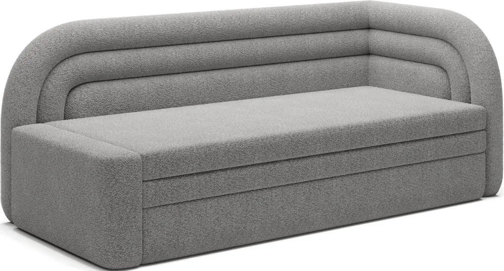 Divano grigio allungabile/con contenitore con penisola a destra e rivestimento in bouclé 223 cm Fabillo – ELTAP