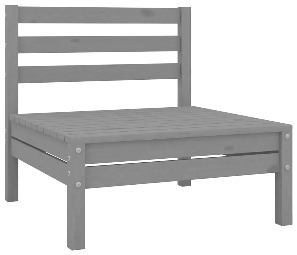 Set Salotto da Giardino 10 pz in Legno Massello di Pino Grigio