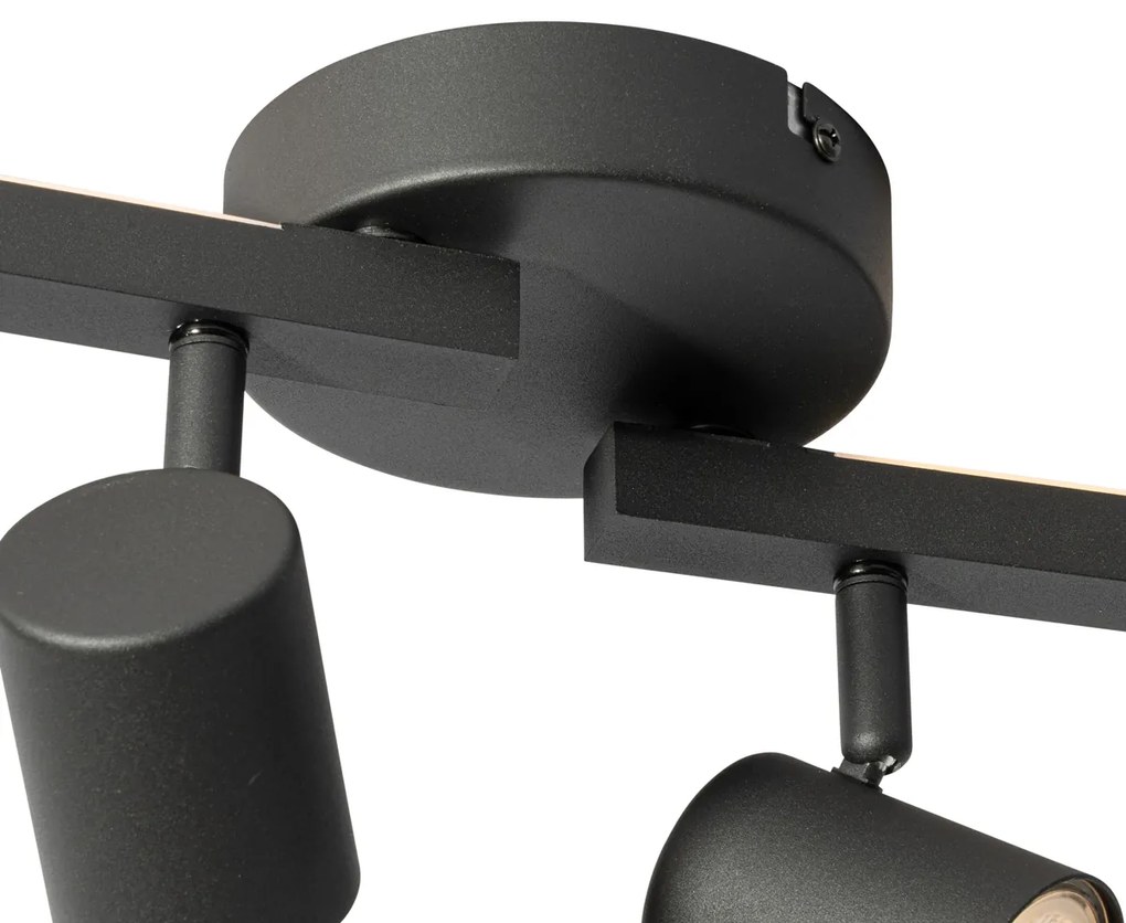 Faretto da soffitto nero GU10 50mm 4 luci con retroilluminazione e interruttore a 3 vie - Back Up