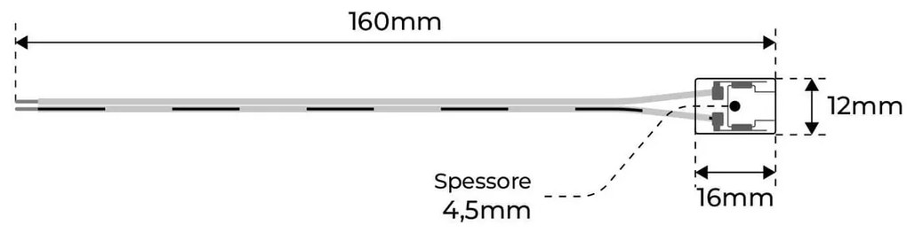 Connettore iniziale per strisce LED COB Monocolore da 10mm - CF 2PZ