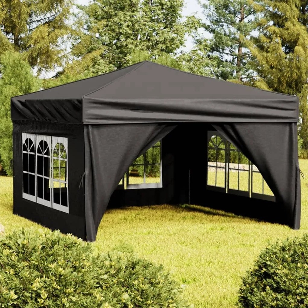 Tenda Per Feste Pieghevole Con Pareti Laterali Nero 3x3 M /