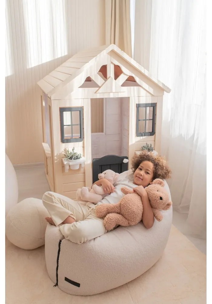 Pouf a sacco per bambini marrone con rivestimento in bouclé Clip Clap 90 – SLOWDOWN