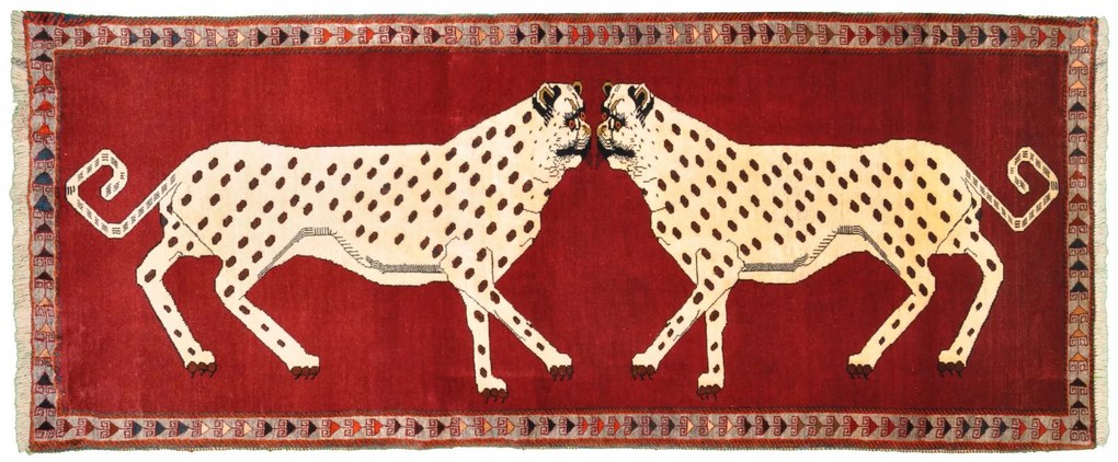 Gabbeh Tappeto 220x90 Rosso (Iran) Annodato A Mano