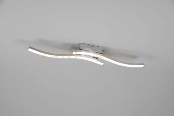 Plafoniera route led 2 bacchette ondulate l.54cm acciaio satinato r...