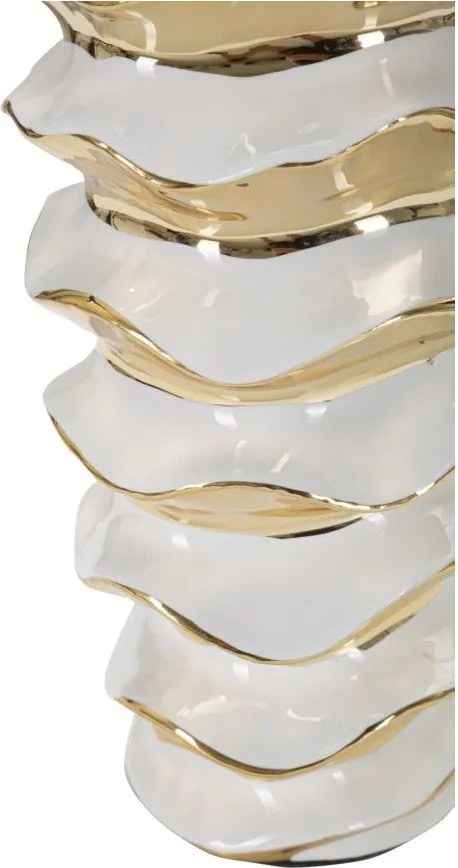 Lampada da tavolo bianca/dorata in ceramica con paralume in tessuto (altezza totale 53 cm) Glam Space – Mauro Ferretti