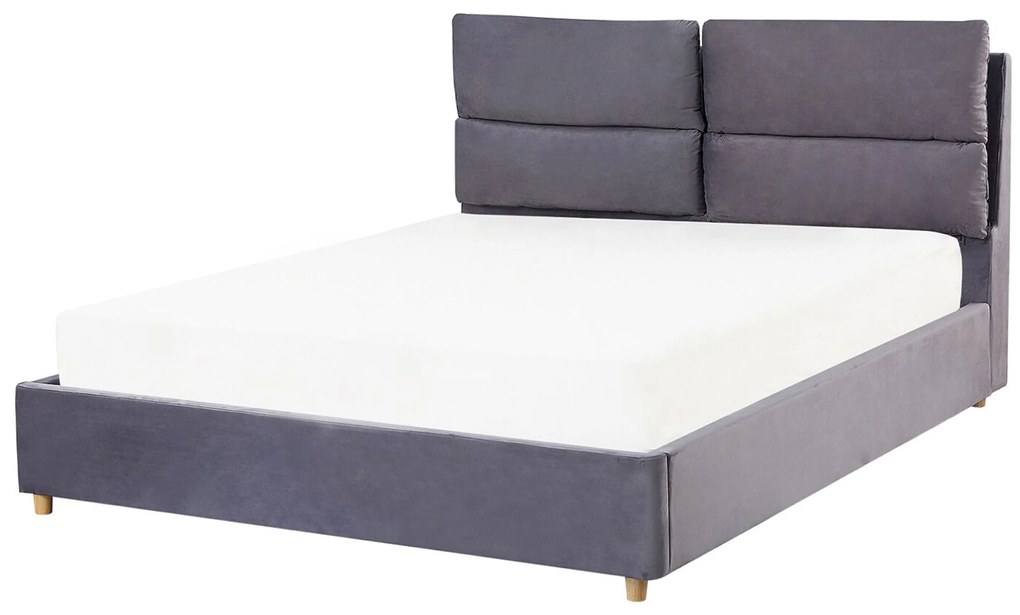 Letto matrimoniale con contenitore velluto grigio 140 x 200 cm BATILLY Beliani