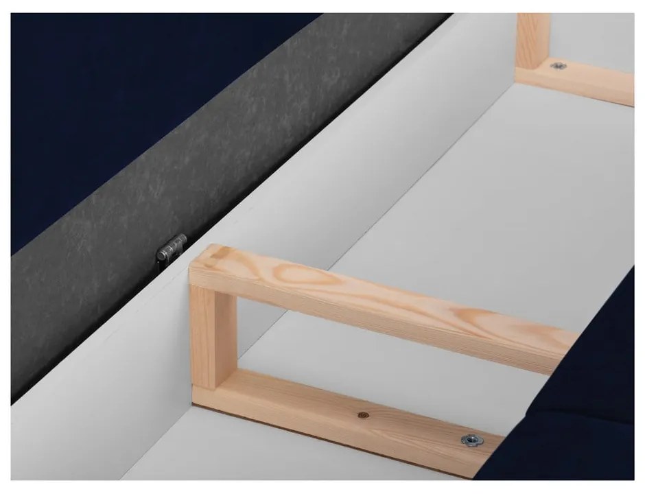 Divano letto in velluto blu con contenitore, 215 cm Freesia - Mazzini Sofas