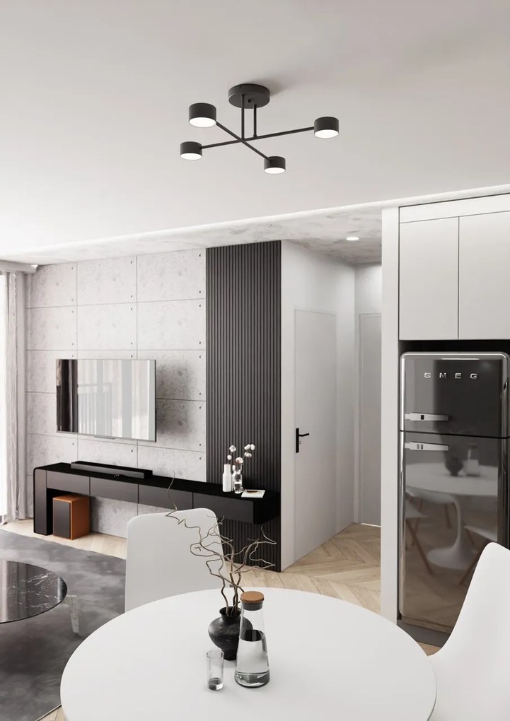 Lampada da soffitto in acciaio HALO 4 bianco/nero 4xGX53