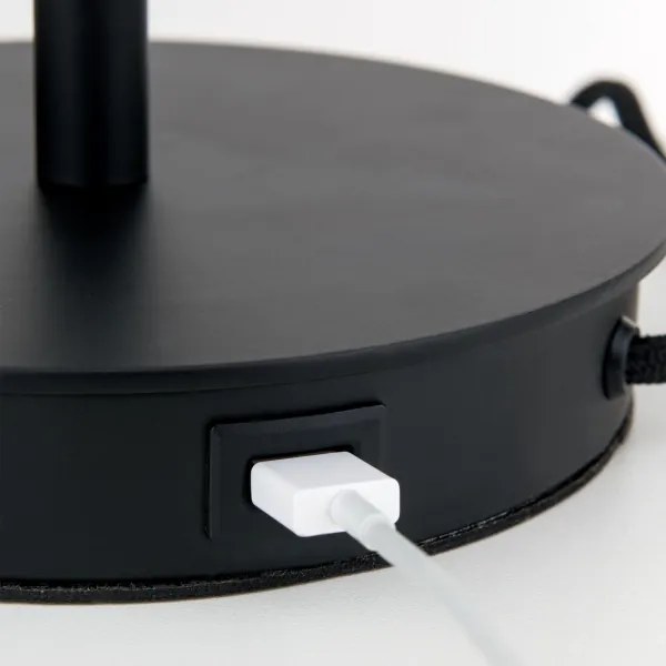 Orion LA 4-1205/1 - Lampada da tavolo con porta USB LUDWIG 1xE27/40W/230V nero