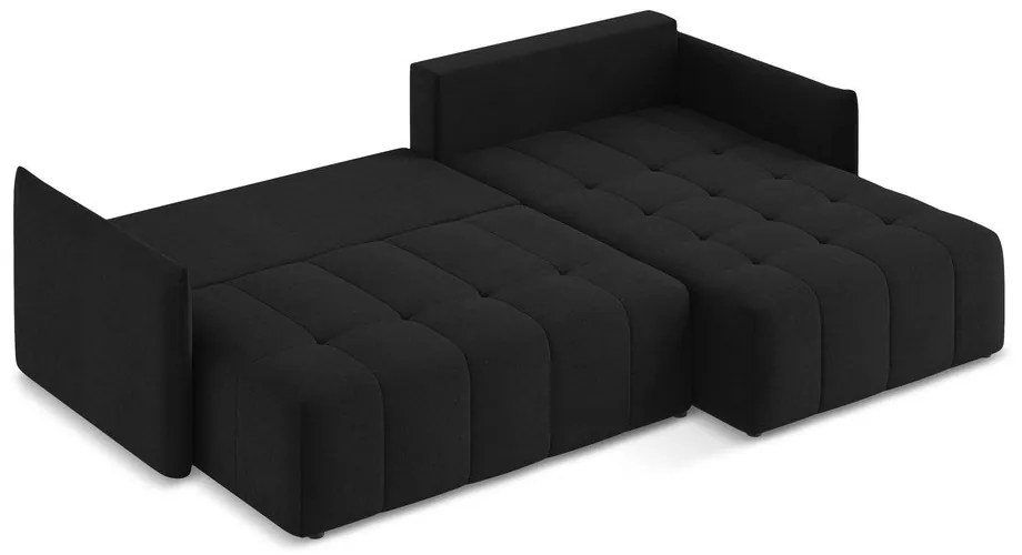 Divano angolare nero allungabile/con contenitore (con penisola a destra/con chaise lounge) Moku – Makamii