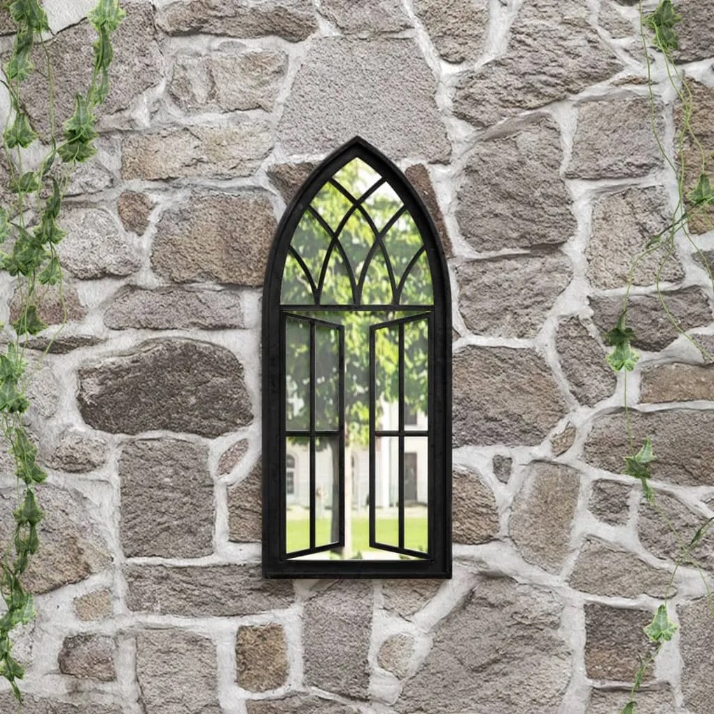 Specchio Da Giardino Nero 70x30 Cm İn Ferro Per Uso Esterno /