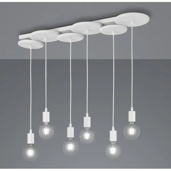 Trio - Lampadario su corda DISCUS 6xE27/28W/230V bianco