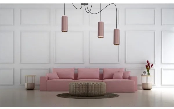 Lampadario a sospensione AVALO 3xE27/60W/230V rosa/rame