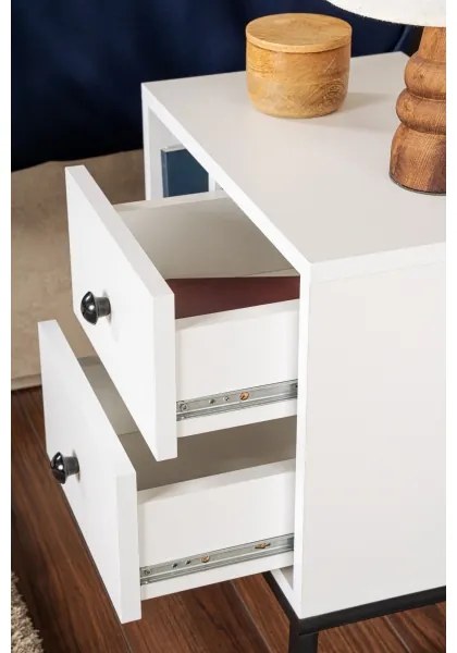 Comodino GLIMMER 50x45,2 cm bianco/nero