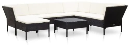 Set Divani da Giardino 8 pz con Cuscini in Polyrattan Nero