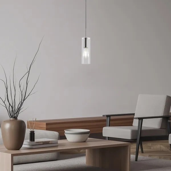 Rabalux 72048 - Lampadario a sospensione con filo ESTA 1xE27/40W/230V limpido/cromo