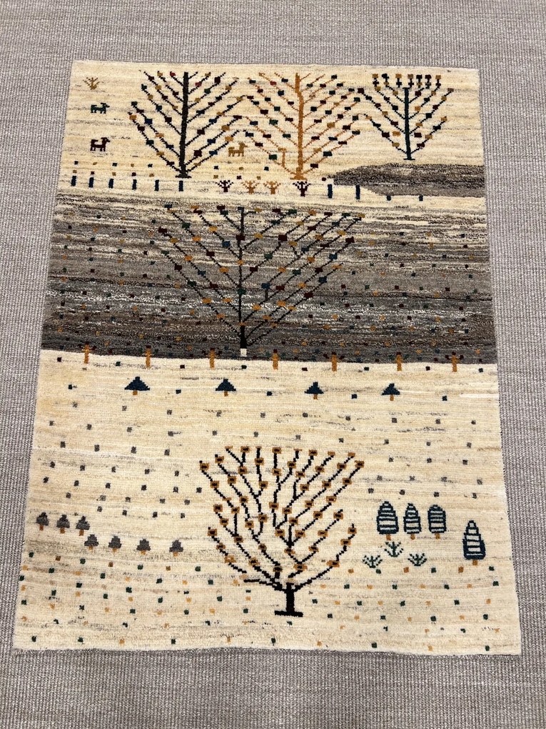 Gabbeh Tappeto 110x140 Beige (Iran) Annodato A Mano