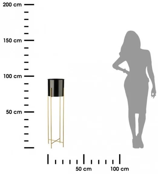 Fioriera in metallo OSLO 95x17 cm nero/oro