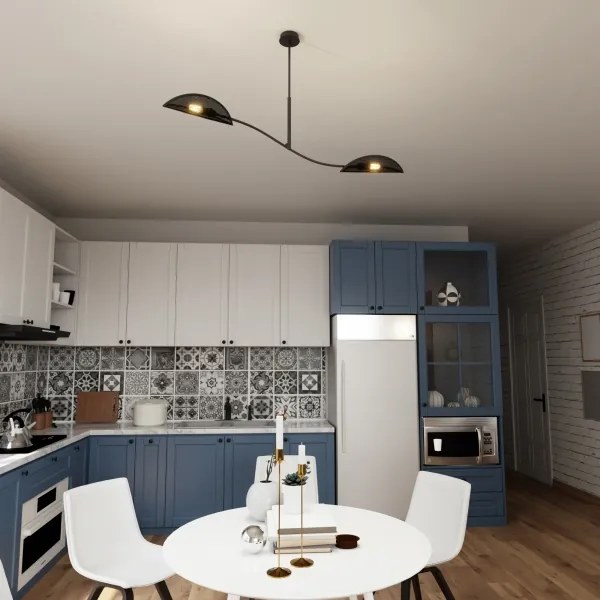 Lampadario a sospensione con supporto rigido LOTUS 2xE14/10W/230V nero/oro