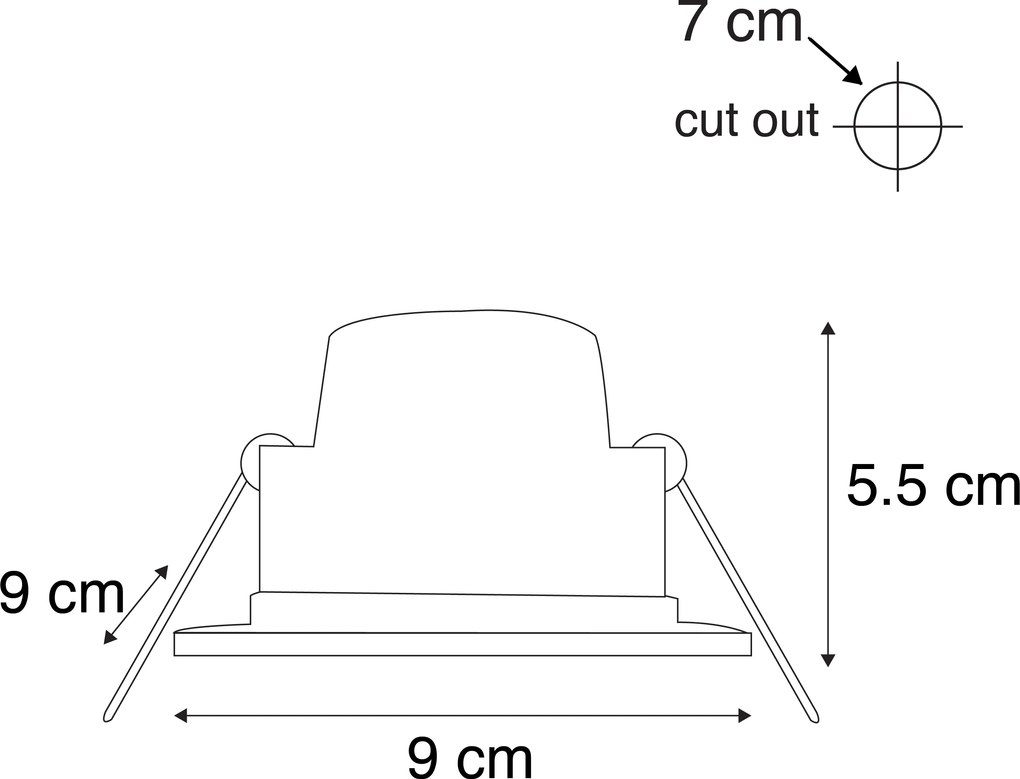 Set di 6 faretti da incasso moderni neri con LED dimmerabile a 3 livelli IP65 - Simply