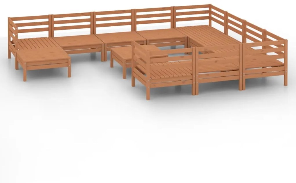 Set salotto da giardino 12 pz miele in legno massello di pino