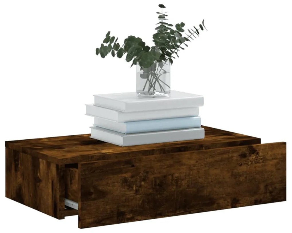 Mobile porta tv con luci led rovere fumo 60x35x15,5 cm