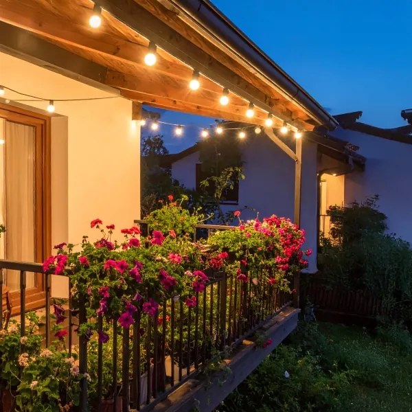 Brilagi - LED Girlanda decorativa da esterno GIRLANDA 18xE12 13m nera IP44 luce bianca calda