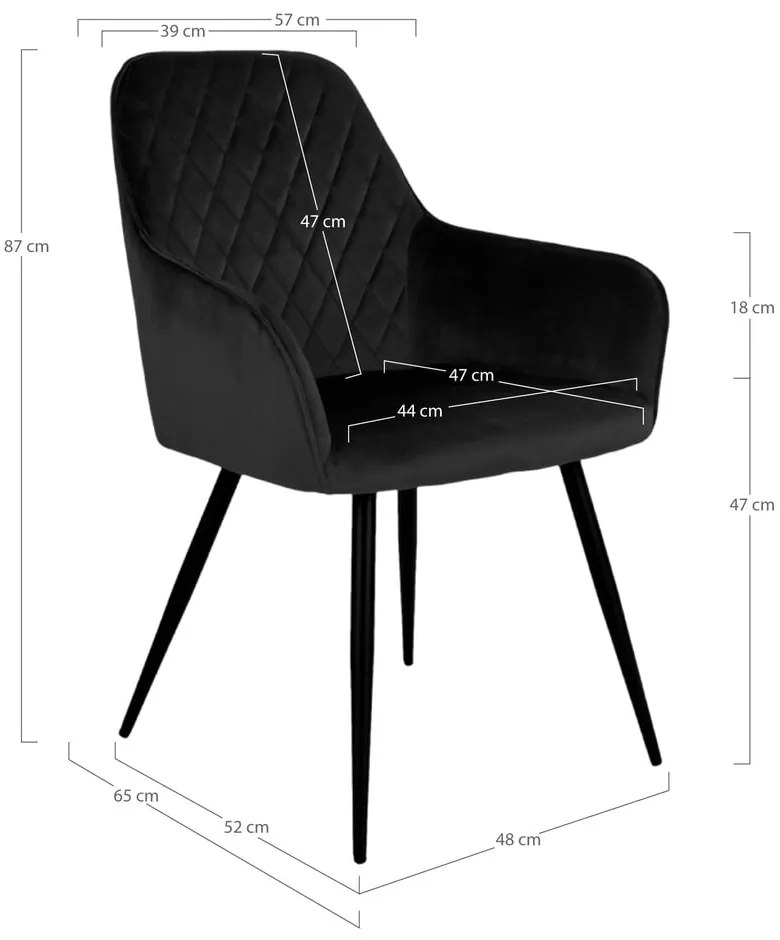 Set di sedie da pranzo nera in imbottito con braccioli 2 pz Harbo – House Nordic