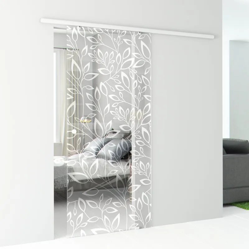 Porta scorrevole reversibile Spring in alluminio trasparente, L 76 x H 215 cm, con binario Atena