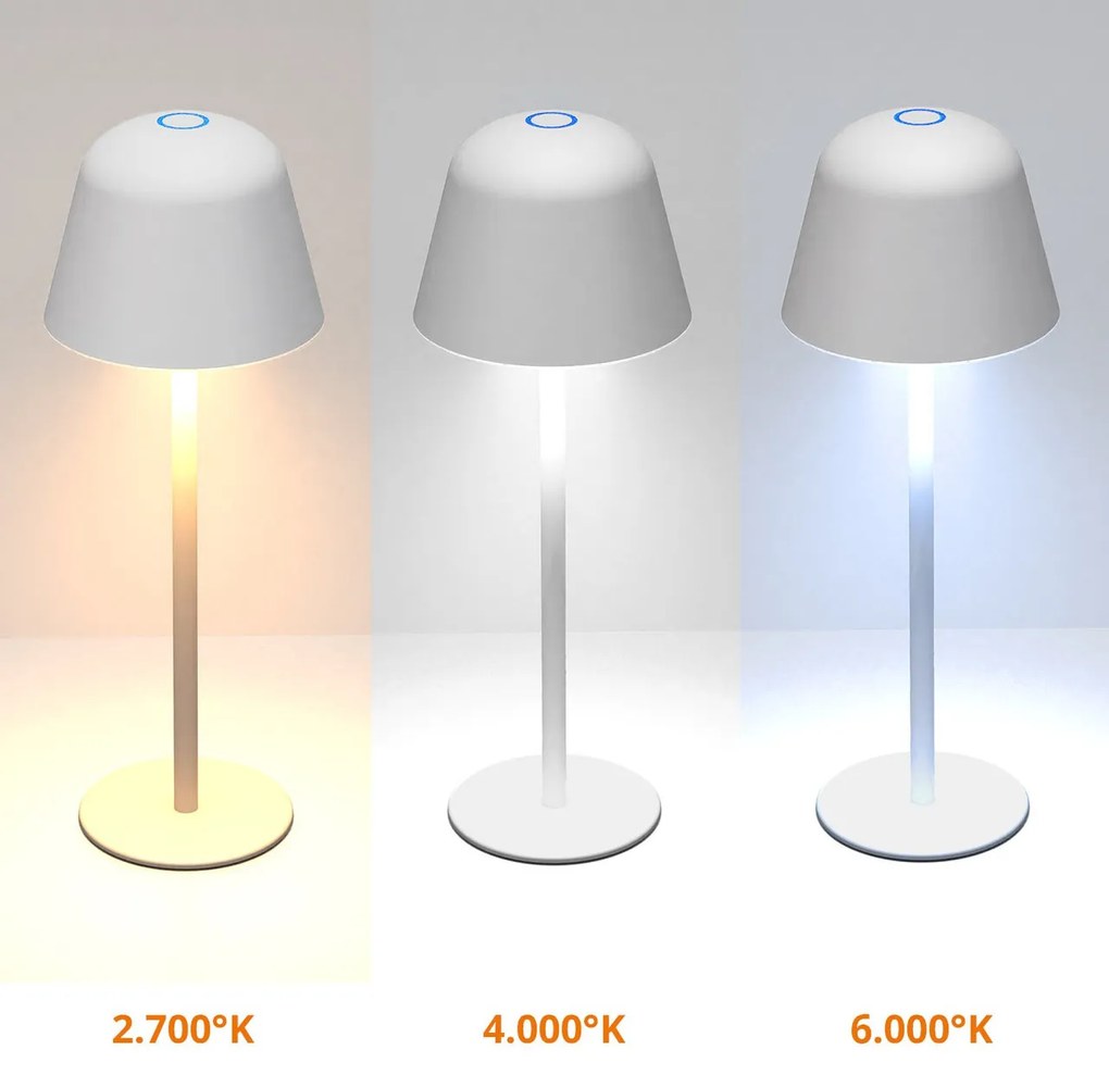 Lampada da Tavolo Ricaricabile 2.2W IP54 CCT Dimmerabile - Bianca